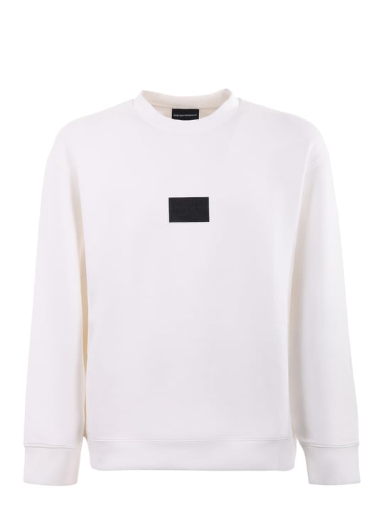 Emporio Armani Emporıo Armani Erkek Fermuarlı ve Kabartmalı Kartal Logolu Regular Fit Kapüşonlu Beyaz Sweatshirt EM001045 AF100131-U0003