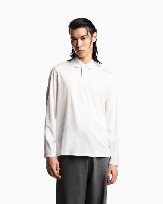 Emporio Armani Emporıo Armani Erkek Hafif Nefes Alabilen Pamuklu Kumaş Normal Kesim Logo Detaylı Uzun Kollu Beyaz Polo Yaka T-Shirt EM004590 AF10017-U0003