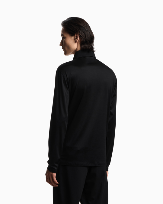 Emporio Armani Emporıo Armani Erkek Hafif Nefes Alabilen Pamuklu Kumaş Normal Kesim Logo Detaylı Uzun Kollu Siyah Polo Yaka T-Shirt EM004590 AF10017-UC001