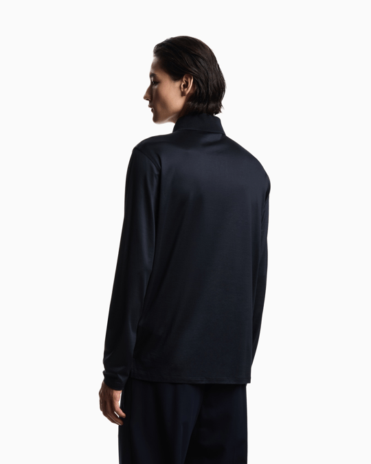 Emporio Armani Emporıo Armani Erkek Hafif Nefes Alabilen Pamuklu Kumaş Normal Kesim Logo Detaylı Uzun Kollu Lacivert Polo Yaka T-Shirt EM004590 AF10017-UB118