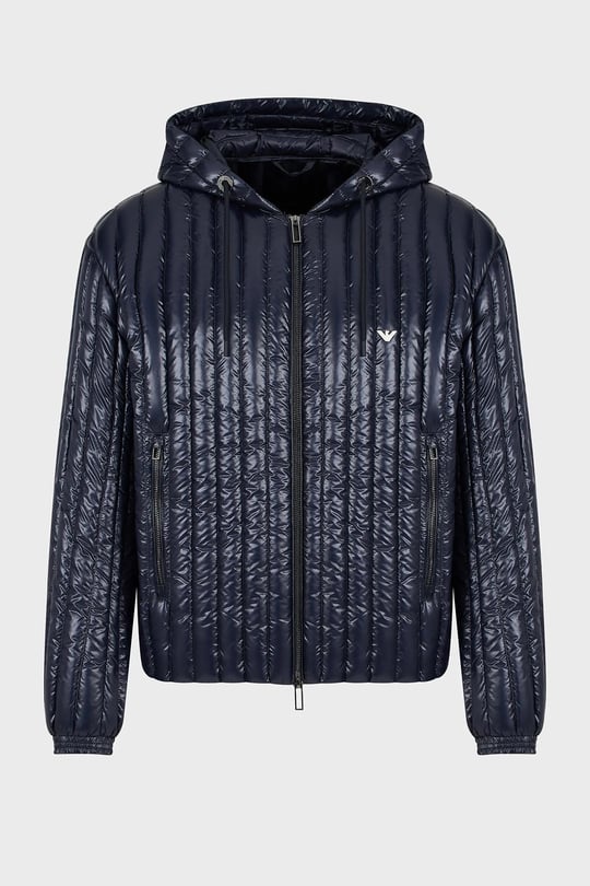 Emporio Armani Emporıo Armani Erkek Kapşonlu Yaka Marka Detaylı Fermuarlı Şişme Lacivert Mont 6R1B79 1NKZZ-0920