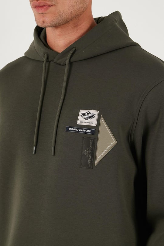 Emporio Armani Emporıo Armani Erkek Kapşonlu Yaka Uzun Kol Pamuklu Regular Fit Yeşil Sweatshirt EM003587 AF10013-U8120
