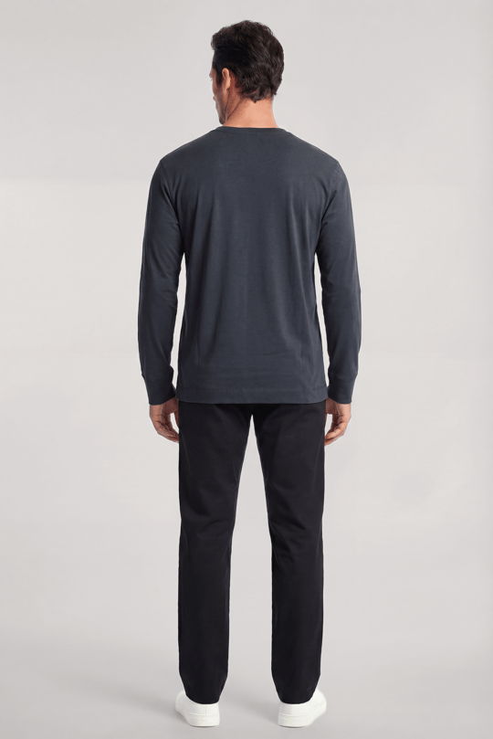 Emporio Armani Emporıo Armani Erkek Kartal Logo İşlemeli Yuvarlak Yakalı Uzun Kollu Lacivert T-Shirt EM005362 AF13669-UB118