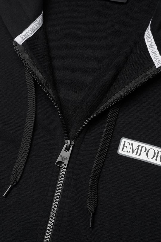 Emporio Armani Emporıo Armani Erkek Kapşonlu Yaka Fermuarlı Uzun Kollu Siyah Sweatshirt 112053 3F573-00020