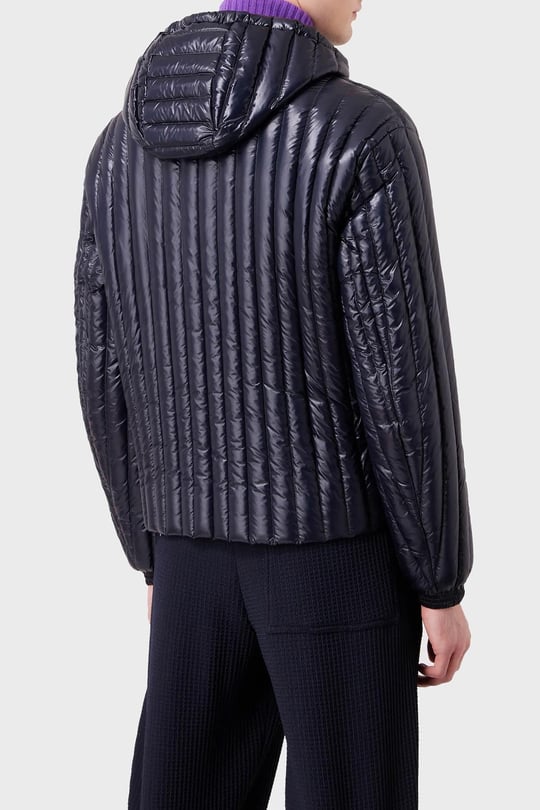 Emporio Armani Emporıo Armani Erkek Kapşonlu Yaka Marka Detaylı Fermuarlı Şişme Lacivert Mont 6R1B79 1NKZZ-0920