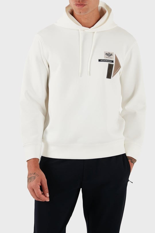 Emporio Armani Emporıo Armani Erkek Kapşonlu Yaka Uzun Kol Pamuklu Regular Fit Beyaz Sweatshirt EM003587 AF10013-U0003