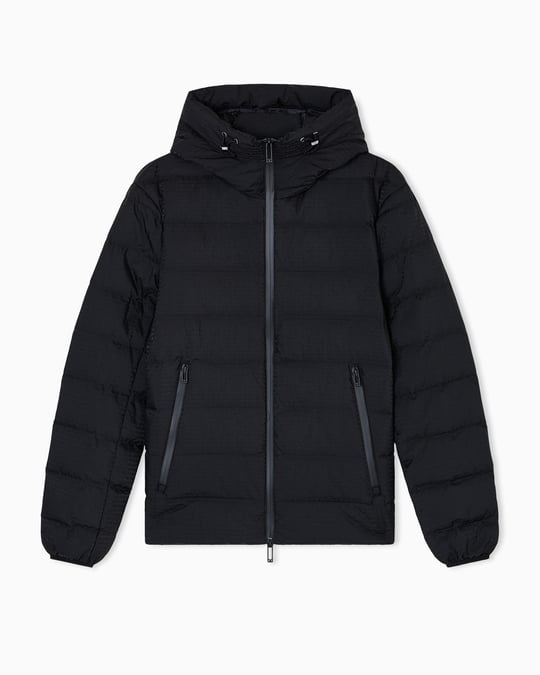 Emporio Armani Emporıo Armani Erkek Kapüşonlu Yaka % 100 Kuş Tüyü Kapitoneli Siyah Mont EM003043 AF15384-UC001