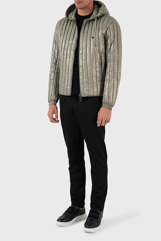 Emporio Armani Emporıo Armani Erkek Kapşonlu Yaka Marka Detaylı Fermuarlı Şişme Yeşil2 Mont 6R1B79 1NKZZ-0606