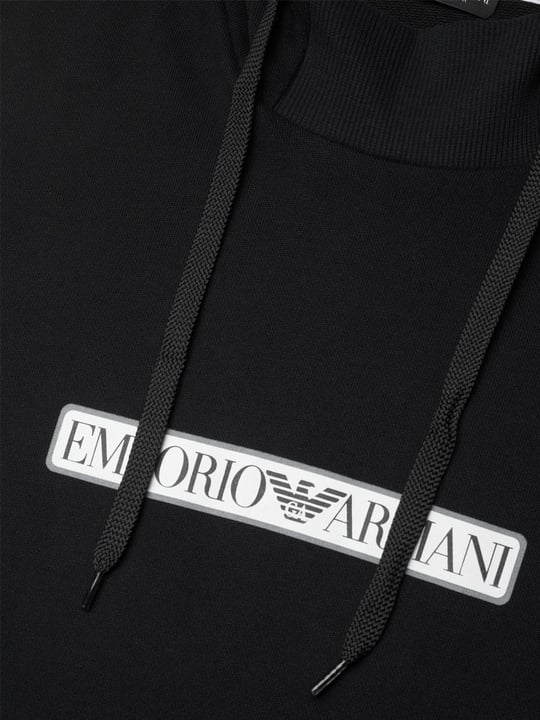Emporio Armani Emporıo Armani Erkek Kapşonlu Yaka Regular Fit Pamuklu Uzun Kollu Siyah Sweatshirt 112052 3F573-00020