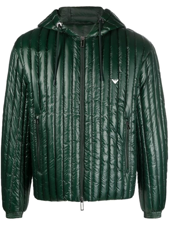 Emporio Armani Emporıo Armani Erkek Kapşonlu Yaka Marka Detaylı Fermuarlı Şişme Yeşil1 Mont 6R1B79 1NKZZ-0565