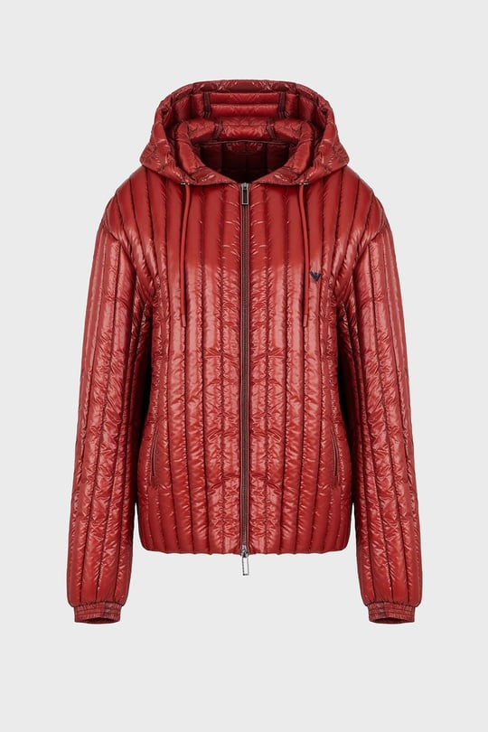 Emporio Armani Emporıo Armani Erkek Kapşonlu Yaka Marka Detaylı Fermuarlı Şişme Kırmızı Mont 6R1B79 1NKZZ-0454