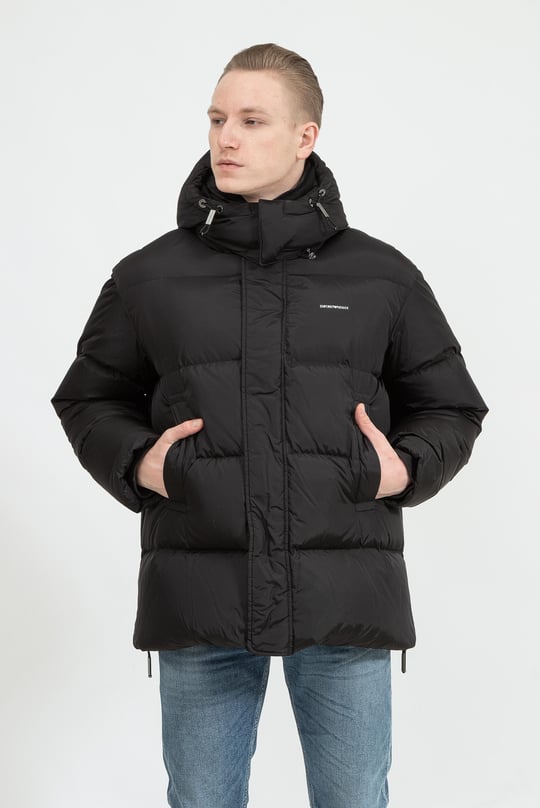 Emporio Armani Emporıo Armani Erkek Kapşonlu Yaka Marka Detaylı Fermuarlı Şişme Siyah Mont 6K1B99 1NQTZ-SIY