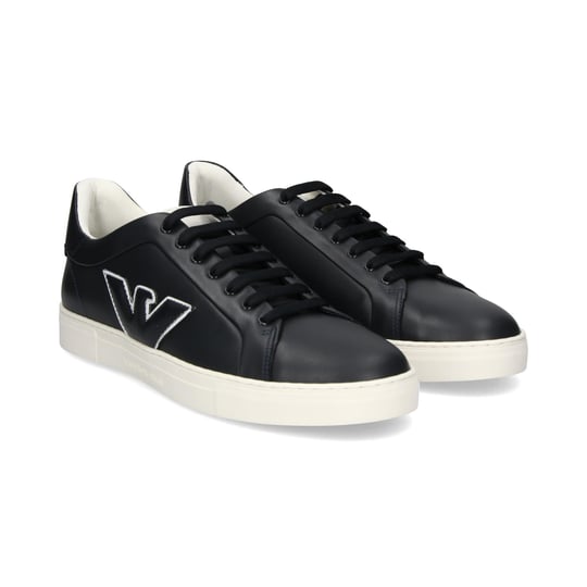 Emporio Armani Emporıo Armani Erkek Logolu Bağcıklı Günlük Kullanım Lacivert-Beyaz Sneaker X4X598 XN633-K568