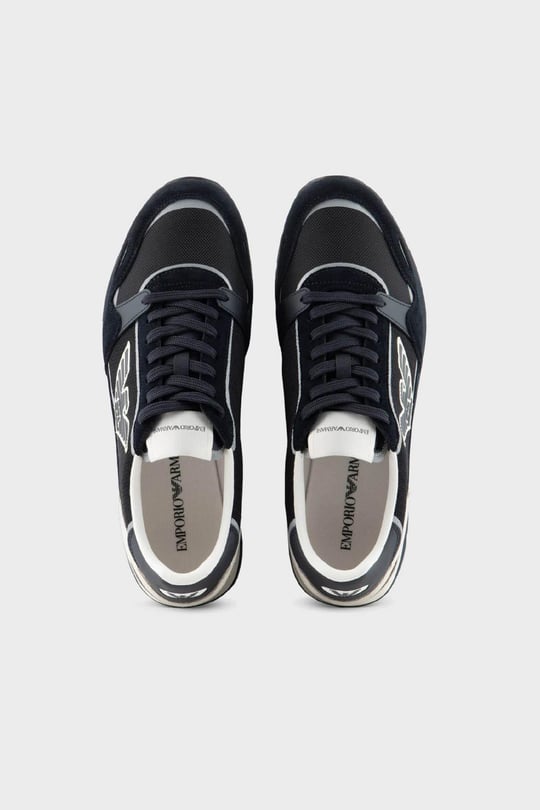 Emporio Armani Emporıo Armani Erkek Logolu Normal Kalıp Bağcıklı Günlük Siyah-Beyaz Sneaker X4X537 XN730-T409