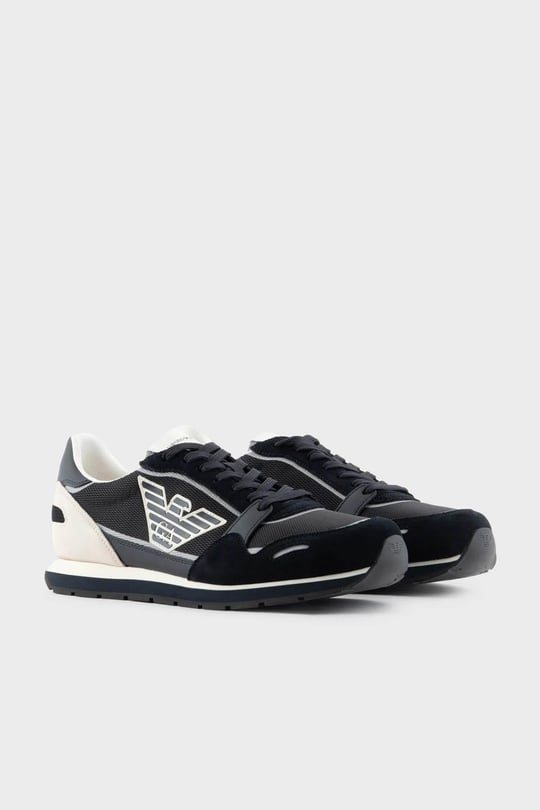 Emporio Armani Emporıo Armani Erkek Logolu Normal Kalıp Bağcıklı Günlük Siyah-Beyaz Sneaker X4X537 XN730-T409