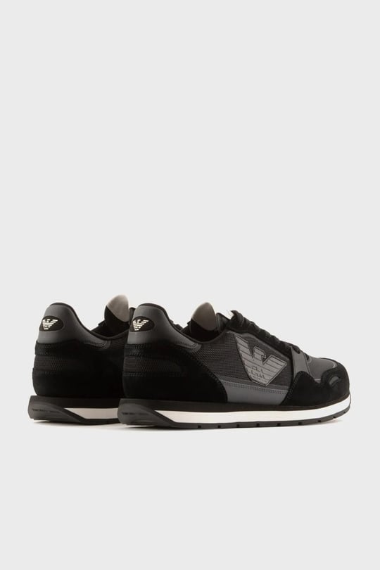 Emporio Armani Emporıo Armani Erkek Logolu Normal Kalıp Bağcıklı Günlük Siyah Sneaker X4X537 XN730-R926