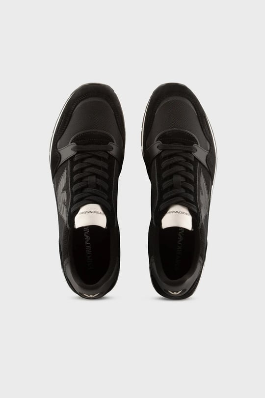 Emporio Armani Emporıo Armani Erkek Logolu Normal Kalıp Bağcıklı Günlük Siyah Sneaker X4X537 XN730-R926