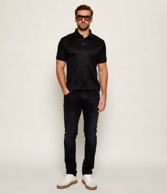 Emporio Armani Emporıo Armani Erkek Logolu Kısa Kollu Pamuklu Siyah Polo Yaka T-Shirt 8N1F98 1JUVZ-0920