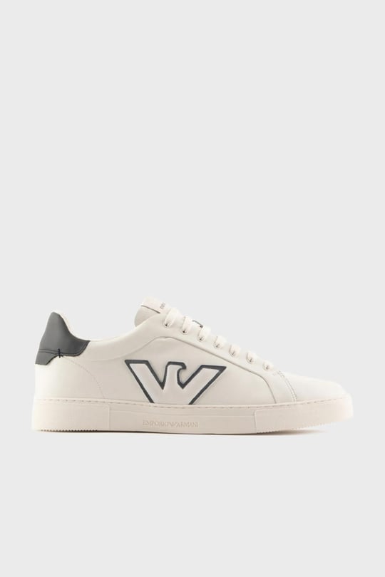 Emporio Armani Emporıo Armani Erkek Logolu Bağcıklı Günlük Kullanım Beyaz-Lacivert Sneaker X4X598 XN633-N481