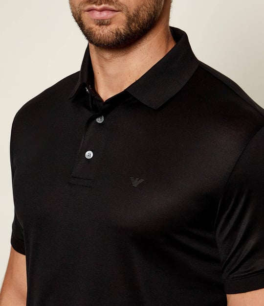 Emporio Armani Emporıo Armani Erkek Logolu Kısa Kollu Pamuklu Siyah Polo Yaka T-Shirt 8N1F98 1JUVZ-0920