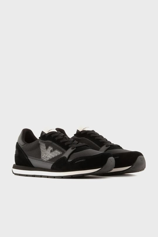 Emporio Armani Emporıo Armani Erkek Logolu Normal Kalıp Bağcıklı Günlük Siyah Sneaker X4X537 XN730-R926