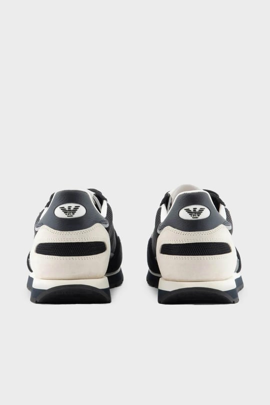 Emporio Armani Emporıo Armani Erkek Logolu Normal Kalıp Bağcıklı Günlük Siyah-Beyaz Sneaker X4X537 XN730-T409
