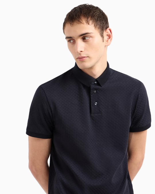 EMPORIO ARMANI Emporıo Armani Erkek Marka Logo Detaylı Regular Fit Kısa Kollu Lacivert Polo Yaka T-Shirt EM001295 AF10762-FB257