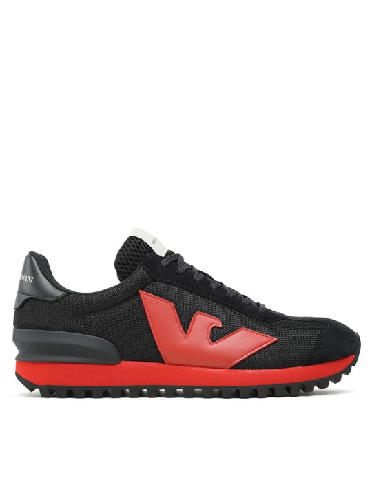 Emporio Armani Emporıo Armani Erkek Marka Logolu Bağcıklı Kaydırmaz Tabanlı Günlük Kırmızı Sneaker X4X583 XN647-M651