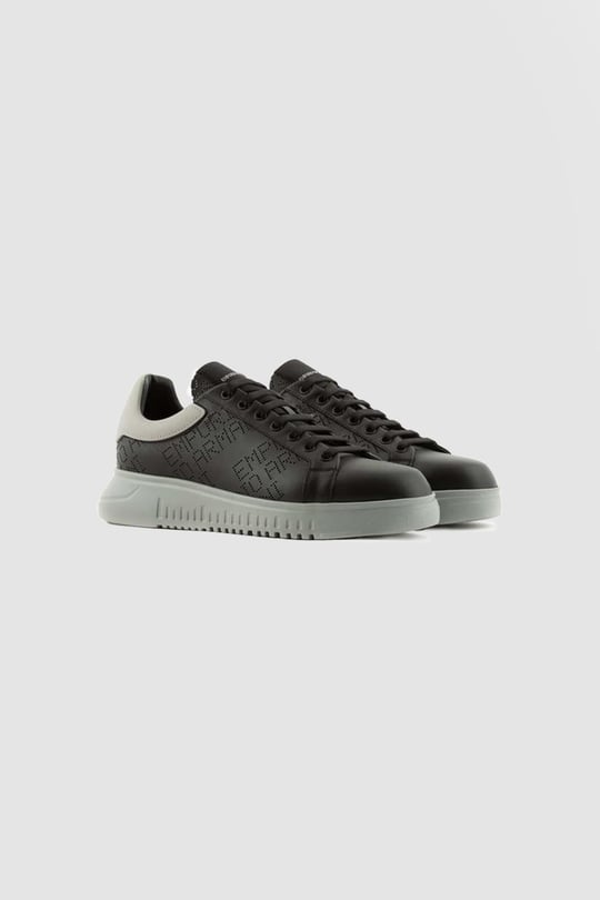 Emporio Armani Emporıo Armani Erkek Marka Logolu Bağcıklı Kaydırmaz Tabanlı Günlük Siyah Sneaker X4X635 XN889-R625