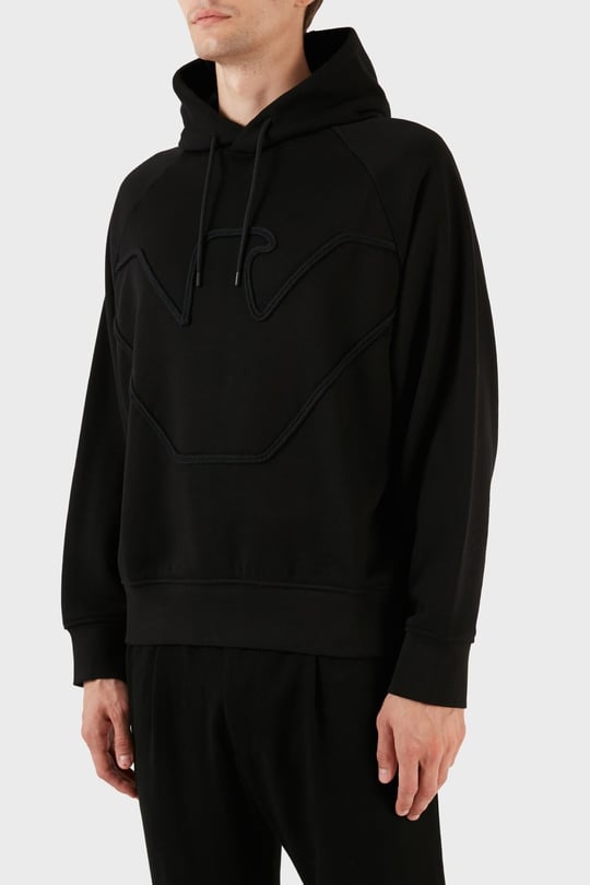 Emporio Armani Emporıo Armani Erkek Marka Logolu Uzun Kollu Rahat Siyah Sweatshirt 6R1ME4 1JWPZ-00B4