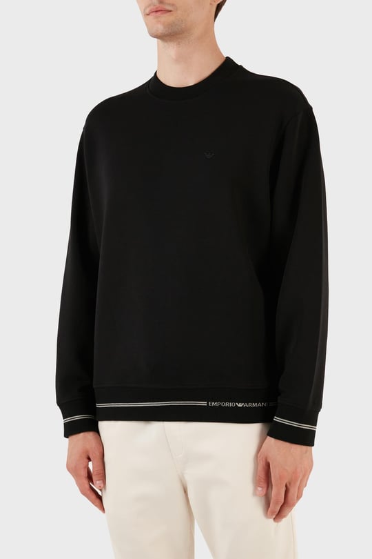 Emporio Armani Emporıo Armani Erkek Marka Logo Detaylı Bisiklet Yaka Regular Fit Siyah Sweatshirt 6R1MF2 1JHSZ-00A6