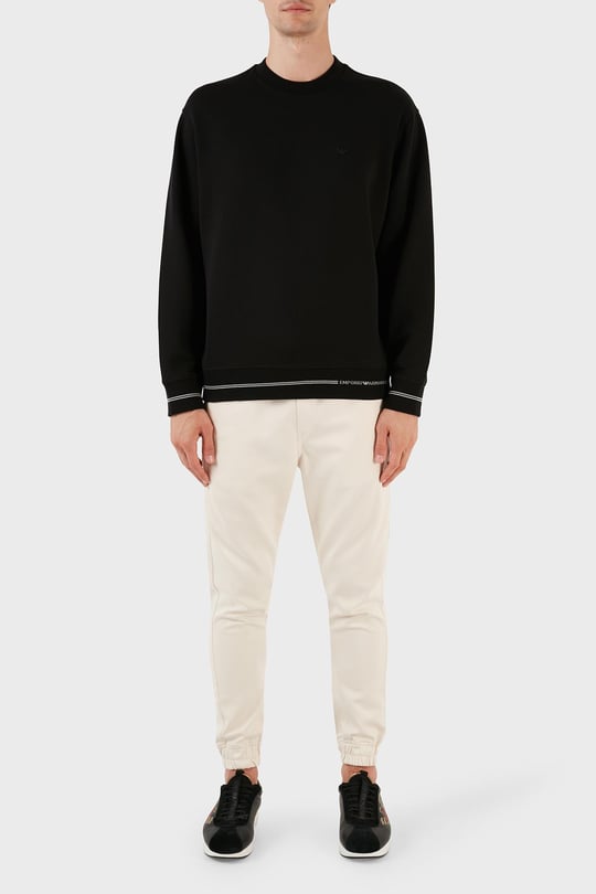 Emporio Armani Emporıo Armani Erkek Marka Logo Detaylı Bisiklet Yaka Regular Fit Siyah Sweatshirt 6R1MF2 1JHSZ-00A6