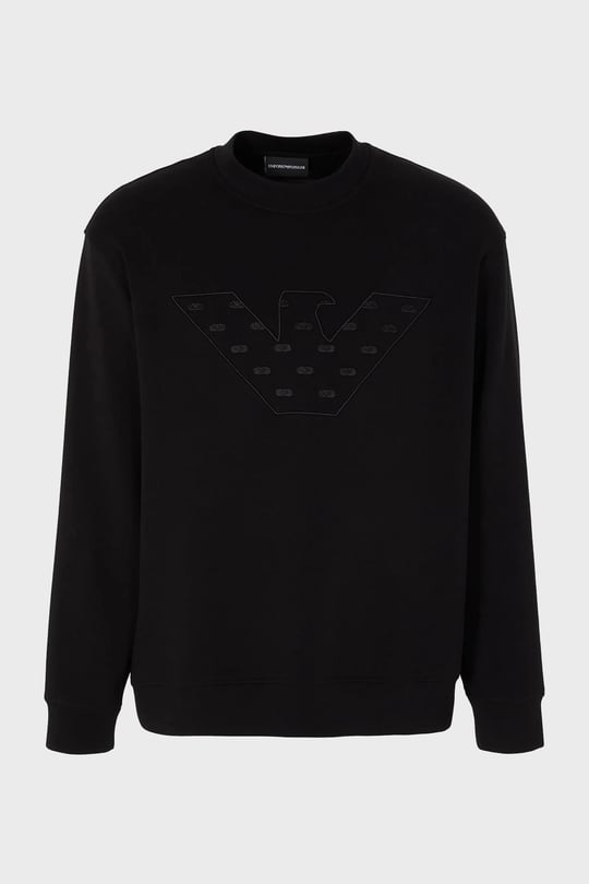 Emporio Armani Emporıo Armani Erkek Marka Logolu Uzun Kollu Rahat Siyah Sweatshirt 6R1ME7 1JHSZ-0999
