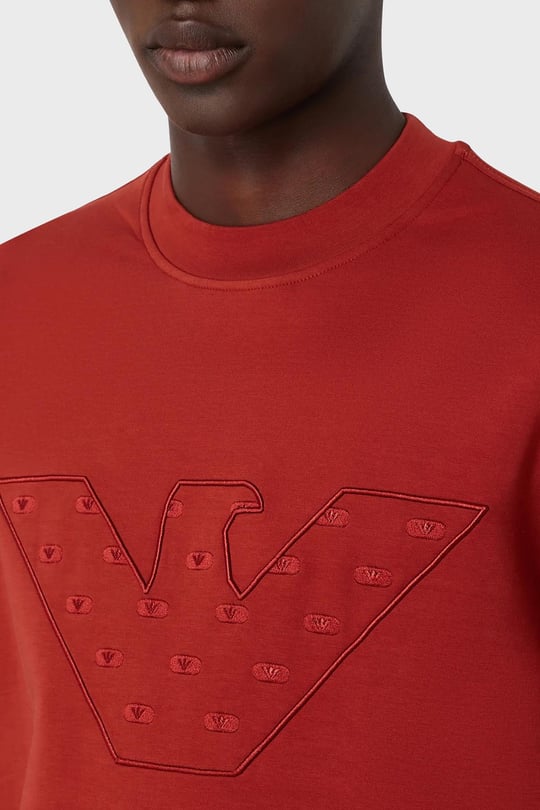 Emporio Armani Emporıo Armani Erkek Marka Logolu Uzun Kollu Rahat Kırmızı Sweatshirt 6R1ME7 1JHSZ-0454