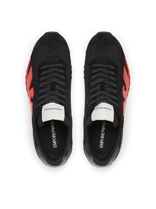 Emporio Armani Emporıo Armani Erkek Marka Logolu Bağcıklı Kaydırmaz Tabanlı Günlük Kırmızı Sneaker X4X583 XN647-M651