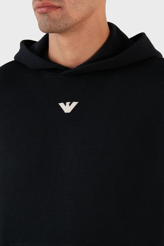 Emporio Armani Emporıo Armani Erkek Marka Logo Detaylı Kapşonlu İpli Siyah Kazak 6R1MX7 1MNBZ-F904