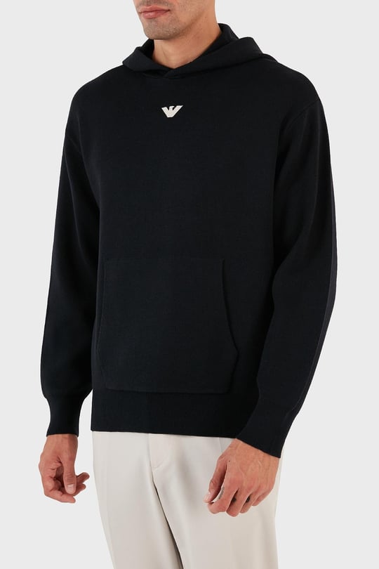 Emporio Armani Emporıo Armani Erkek Marka Logo Detaylı Kapşonlu İpli Siyah Kazak 6R1MX7 1MNBZ-F904
