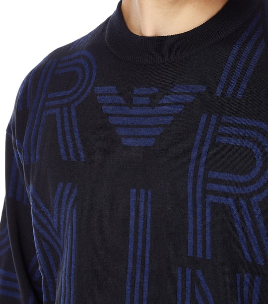 Emporio Armani Emporıo Armani Erkek Marka Logo Detaylı Bisiklet Yaka Regular Fit Lacivert Kazak 6R1MXK 1MNKZ-F956