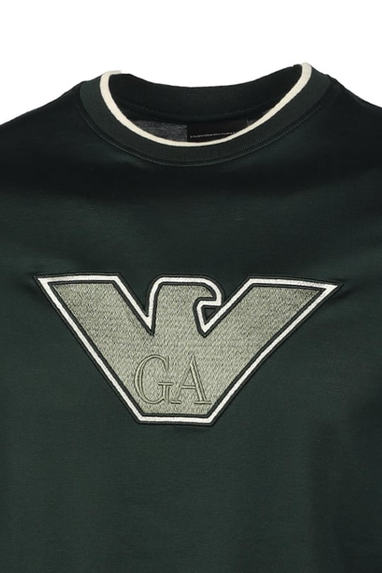 Emporio Armani Emporıo Armani Erkek Marka Logolu Pamuklu Yuvarlak Yaka Kısa Kol Koyu Yeşil T-Shirt 6R1T72 1JUVZ-05B7