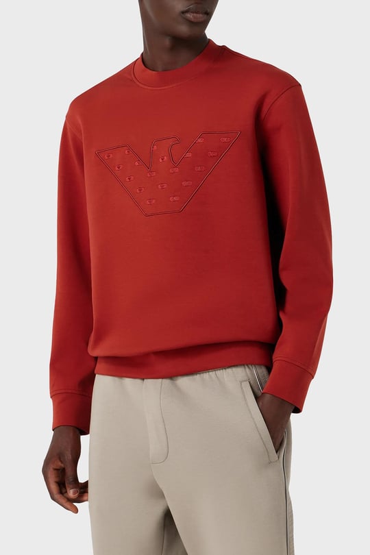 Emporio Armani Emporıo Armani Erkek Marka Logolu Uzun Kollu Rahat Kırmızı Sweatshirt 6R1ME7 1JHSZ-0454