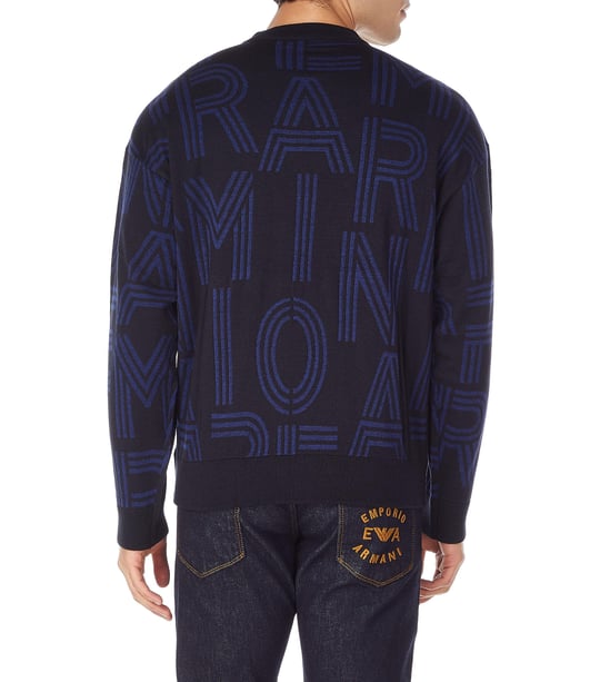Emporio Armani Emporıo Armani Erkek Marka Logo Detaylı Bisiklet Yaka Regular Fit Lacivert Kazak 6R1MXK 1MNKZ-F956