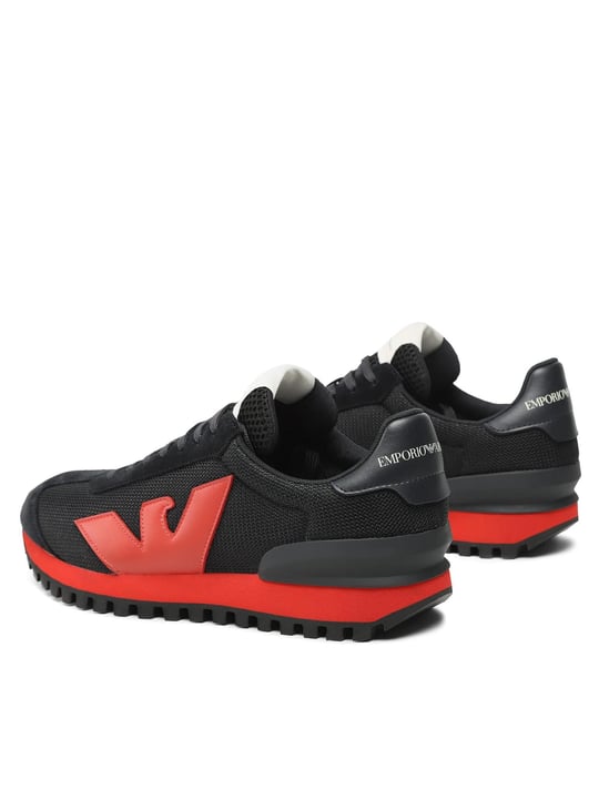 Emporio Armani Emporıo Armani Erkek Marka Logolu Bağcıklı Kaydırmaz Tabanlı Günlük Kırmızı Sneaker X4X583 XN647-M651