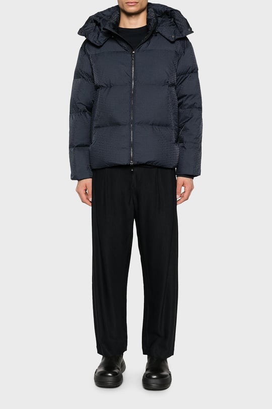 Emporio Armani Emporıo Armani Erkek Marka Logo Baskılı Kapüşonlu Uzun Kollu Lacivert Mont 6D1BC3 1NNXZ-0920