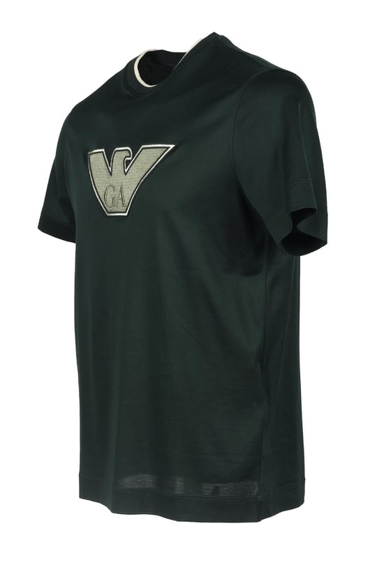 Emporio Armani Emporıo Armani Erkek Marka Logolu Pamuklu Yuvarlak Yaka Kısa Kol Koyu Yeşil T-Shirt 6R1T72 1JUVZ-05B7