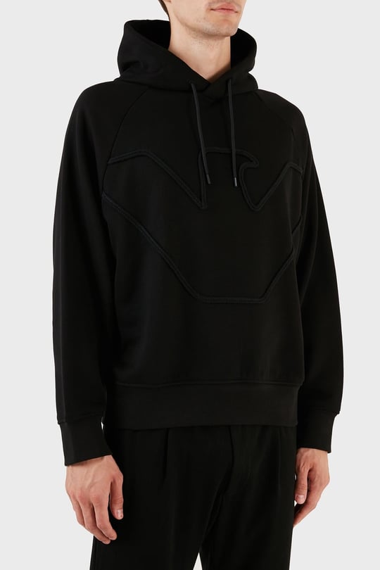 Emporio Armani Emporıo Armani Erkek Marka Logolu Uzun Kollu Rahat Siyah Sweatshirt 6R1ME4 1JWPZ-00B4