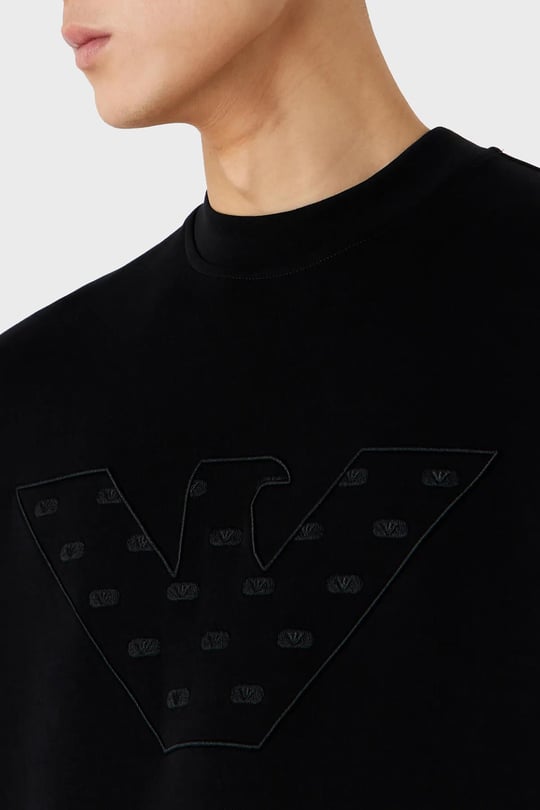 Emporio Armani Emporıo Armani Erkek Marka Logolu Uzun Kollu Rahat Siyah Sweatshirt 6R1ME7 1JHSZ-0999
