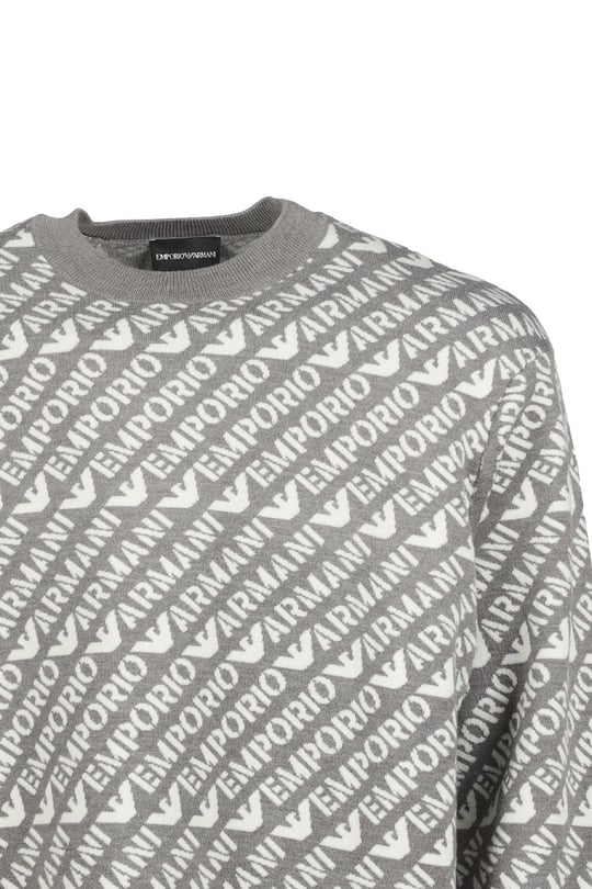 Emporio Armani Emporıo Armani Erkek Marka Logo Detaylı Bisiklet Yaka Regular Fit Gri Kazak 6R1MU2 1MMKZ-F430