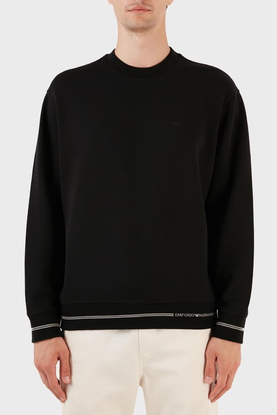 Emporio Armani Emporıo Armani Erkek Marka Logo Detaylı Bisiklet Yaka Regular Fit Siyah Sweatshirt 6R1MF2 1JHSZ-00A6