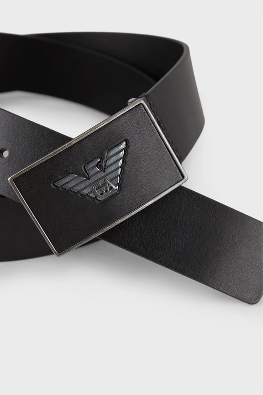 Emporio Armani Emporıo Armani Erkek Metal Toka Derili Marka Logolu Siyah Kemer Y4S196 YDC0G-001