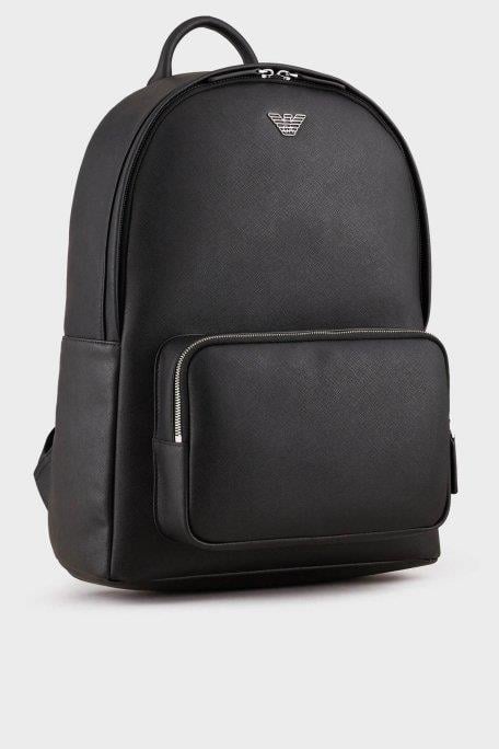 Emporio Armani Emporıo Armani Erkek Metalik Kartal Logolu Fermuarlı Ön Bölmeli Siyah Sırt Çantası Y4O250 Y138E-81072